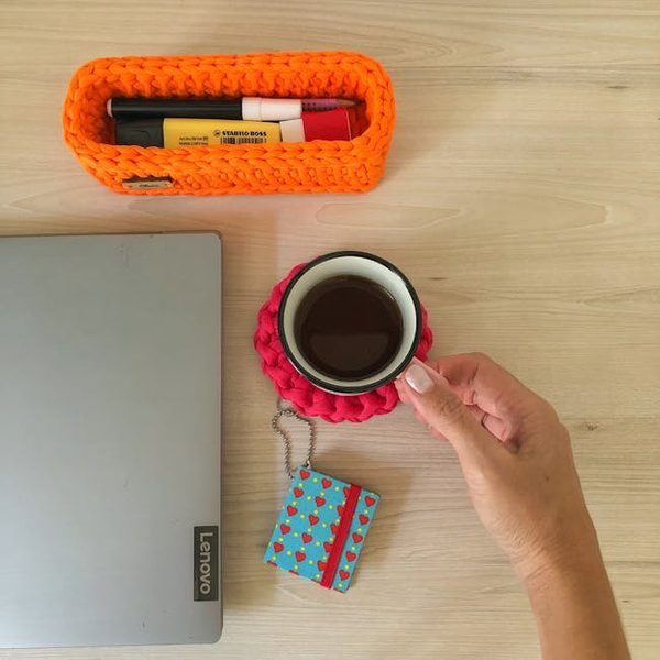 Leather-Wrapped Desk Organizer