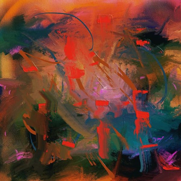 Linen Abstract Gestural Strokes Oil Painting
